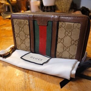 Gucci Rania Canvas Zip Around Wallet